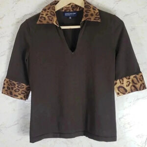 Jones New York | Top | PS | Brown & Safari Print